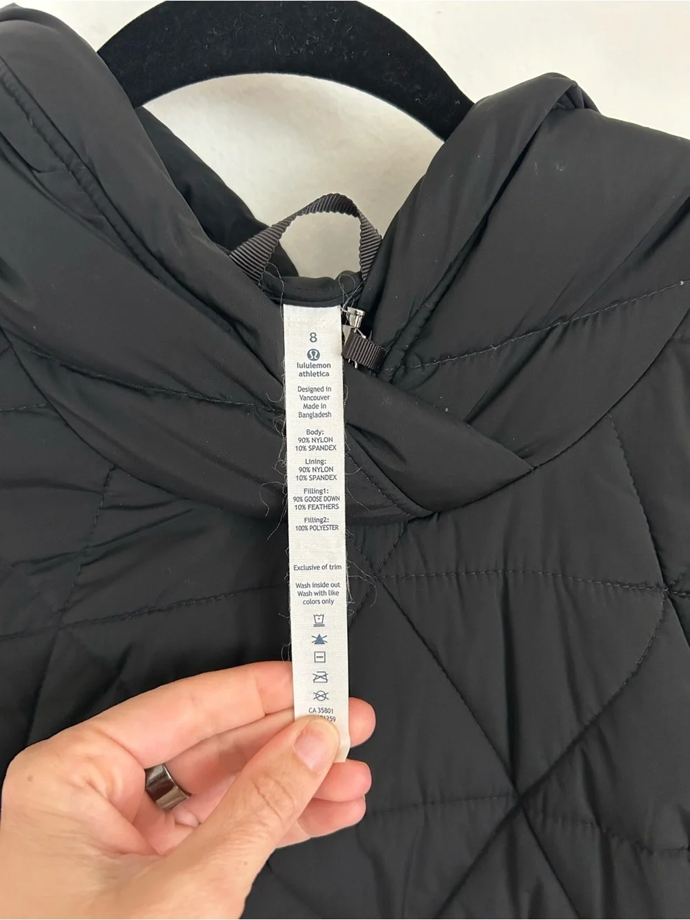 Lululemon Women’s Fluffed Up Down Pullover Hooded Jacket Black Color Size 8